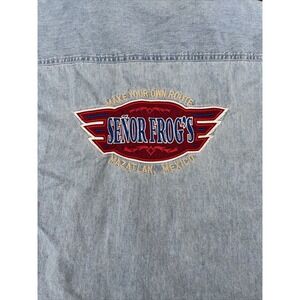 Official Wear Mens Shirt Denim Blue Senor Frogs‎ Mazatlan Mexico L